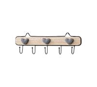 Alasum Wall Mounted Wood Iron Hook Rail with 5 Hooks for Clothes and Towels, Sturdy Iron Material, Suitable for Bathrooms and Hallways, Multi-use Organizer for Winter Jackets and Face