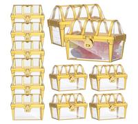 Alasum Wedding Party Treat Boxes 12Pcs Mini Plastic Treasure Chest Candy Containers for Bridal Shower and Festive Holiday Decorations Golden