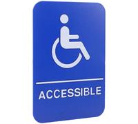 Alasum Wheelchair Accessible Ada Sign with Braille for Bathroom and Restroom, Self Adhesive Plastic Disability Entrance Sign in Blue, Enhanced Accessibility and Standards Compliance