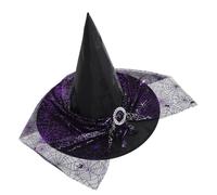 Alasum Women Halloween Wizard Hat with Purple Polyester, Pointed Tip and Wide Brim, Comfortable Fit Maintaining Shape for Festivals and Party Accessories