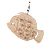 Alasum Wood Parrot Puzzle Station Fish Shaped Perch Foraging Toy Platform Cage Hanging Accessory for Parakeet Lovebird Finch Conure Budgie Small Birds