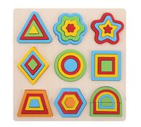 Alasum Wooden Geometric Shape Puzzle Board, Montessori Early Education with Pegged Sorting Pieces, Preschool Learning Puzzle for Shape Recognition and Cognitive Development