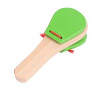 Alasum Wooden Long Handle Castanet Clapper Percussion Instrument for Early Education Musical Green