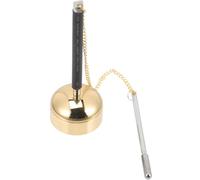 Alasum Yin Qing Hand Bell Buddhist Temple Percussion Instrument Golden Brass with Loud Sound and Comfortable to Hold, and Brass Material for Rituals and Meditation