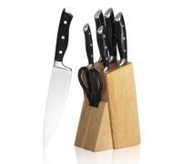 Alata 7-Piece Knife Set, Chef's, Bread, Slicing, Utility, Paring Knives, Multifunction Scissors and Knife Block, Ergonomic Handle