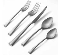 Alata Bailey 20-Piece Forged Stainless Steel Flatware Set Cutlery Set,Service for 4,Matte Satin Finish,Dishwasher Safe…