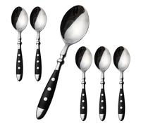 Alata Soup Spoons, Set of 6, Stainless Steel Tablespoons, Black Handles, Mirror Polished Table Spoon, Cutlery for Home, Restaurant, Hotel, Daily Use, Berlin Series