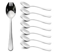 Alata Sporks, 8-Pack Food-Grade Stainless Steel Sporks, 7.4 inch Long Handle Salad Forks for Dessert, Ice Cream, Salad, Soup, Pasta, Spaghetti, Dishwasher Safe
