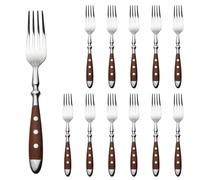 Alata Table Forks 12 Pieces, Stainless Steel Modern Brown Handles Dinner Fork Set, Forks and Spoons, Cutlery, Ideal for Home, Restaurant, Festival, Outdoor, Bridal Couple, Berlin Series