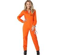 Alaurbeauty Adults Orange Prisoner Costume Unisex Zipper Prison Jumpsuit for Women Men Cosplay Halloween Jail Costumes Criminal Overalls (Yellow Women, XS)