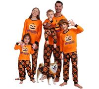 Alaurbeauty Family Pajamas Sets Happy Halloween Pumpkin Sleepwear for Baby Adults Kids Baby Dog Holiday PJS Set (Men, XL, Orange)