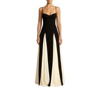 Alaurbeauty Womens Summer Maxi Dresses Sweetheart Neckline Spaghetti Strap Long Dress Casual Vacation Beach Dress (Black, L)