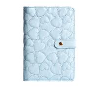 Alaviitsi A6 PU Leather Binder Cover, 96-Ring Refillable Loose Leaf Planner, Heart Velvet Pattern Snap Closure for Budget Binder, Photocard Holder & Travel Journal, Blue