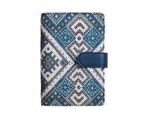 Alaviitsi Boho A6 Fabric Leather Binder Cover, 6-Ring Binder Protector, Refillable Loose Leaf Planner Organizer with Snap Closure for Budget Binder, Photocard Holder & Travel Journal, Blue