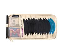 alavisxf xx Car CD Holder, DVD Vehicle Visor Storage Orangizer, Large Capacity CD Visor Case with 12 Sleeves, 1 Mesh Pocket, 1 Pen Holder, 1 Back Inner Pocket(Apricot)