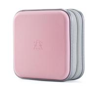 alavisxf xx CD Case, 48 Capacity Hard Plastic Portable Travel DVD Case Protective Zipper CD Case Holder Car Storage Wallet Bag (Light Pink, 48 Capacity)