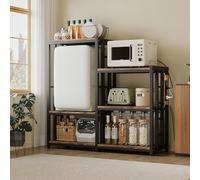 Alavoco 6-Tier Mini Fridge Stand with Power Outlet,Coffee Bar Cabinet Station with Storage Space,Shelf Organizer for Dorm Microwave Baker Rack for Kitchen, Home, Office