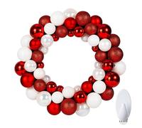 ALAYSTAR Candy Cane Christmas Bauble Wreath Red White Festive Door Wreath with Shiny Matte & Glitter Ornaments Luxury Xmas Decoration for Front Door Wall Fireplace Holiday Displays (CANDY CANE)