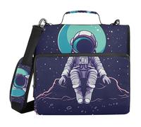ALAZA 3 Ring Binder Bag, 1.5 Inch D-Rings Easily Organizes 1 Inch Fits Letter Sized Paper, Astronaut Large 3 Hole Zipper Binder Organizer for School Office Supplies