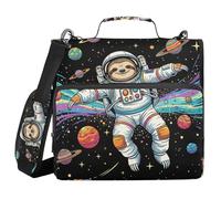 ALAZA 3 Ring Binder Bag, 1.5 Inch D-Rings Easily Organizes 1 Inch Fits Letter Sized Paper, Astronaut Sloth Large 3 Hole Zipper Binder Organizer for School Office Supplies