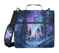 ALAZA 3 Ring Binder Bag, 1.5 Inch D-Rings Easily Organizes 1 Inch Fits Letter Sized Paper, Aurora Tree Large 3 Hole Zipper Binder Organizer for School Office Supplies