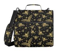 ALAZA 3 Ring Binder Bag, 1.5 Inch D-Rings Easily Organizes 1 Inch Fits Letter Sized Paper, Bees Black Large 3 Hole Zipper Binder Organizer for School Office Supplies