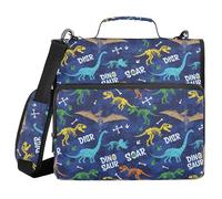 ALAZA 3 Ring Binder Bag, 1.5 Inch D-Rings Easily Organizes 1 Inch Fits Letter Sized Paper, Cartoon Dinosaur Large 3 Hole Zipper Binder Organizer for School Office Supplies