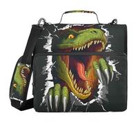 ALAZA 3 Ring Binder Bag, 1.5 Inch D-Rings Easily Organizes 1 Inch Fits Letter Sized Paper, Cartoon Tear Dinosaur Large 3 Hole Zipper Binder Organizer for School Office Supplies