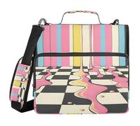 ALAZA 3 Ring Binder Bag, 1.5 Inch D-Rings Easily Organizes 1 Inch Fits Letter Sized Paper, Checkerboard Rainbow Large 3 Hole Zipper Binder Organizer for School Office Supplies