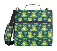 ALAZA 3 Ring Binder Bag, 1.5 Inch D-Rings Easily Organizes 1 Inch Fits Letter Sized Paper, Cute Frog Large 3 Hole Zipper Binder Organizer for School Office Supplies