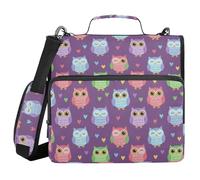 ALAZA 3 Ring Binder Bag, 1.5 Inch D-Rings Easily Organizes 1 Inch Fits Letter Sized Paper, Cute Owl Heart Large 3 Hole Zipper Binder Organizer for School Office Supplies