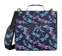 ALAZA 3 Ring Binder Bag, 1.5 Inch D-Rings Easily Organizes 1 Inch Fits Letter Sized Paper, Dragonfly Purple Large 3 Hole Zipper Binder Organizer for School Office Supplies
