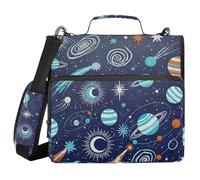 ALAZA 3 Ring Binder Bag, 1.5 Inch D-Rings Easily Organizes 1 Inch Fits Letter Sized Paper, Galaxy Planet Large 3 Hole Zipper Binder Organizer for School Office Supplies