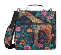 ALAZA 3 Ring Binder Bag, 1.5 Inch D-Rings Easily Organizes 1 Inch Fits Letter Sized Paper, Giraffe Flowers Large 3 Hole Zipper Binder Organizer for School Office Supplies