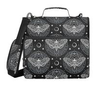 ALAZA 3 Ring Binder Bag, 1.5 Inch D-Rings Easily Organizes 1 Inch Fits Letter Sized Paper, Gothic Skull Butterfly Black Large 3 Hole Zipper Binder Organizer for School Office Supplies