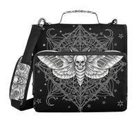 ALAZA 3 Ring Binder Bag, 1.5 Inch D-Rings Easily Organizes 1 Inch Fits Letter Sized Paper, Gothic Skull Butterfly Black Large 3 Hole Zipper Binder Organizer for School Office Supplies