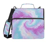ALAZA 3 Ring Binder Bag, 1.5 Inch D-Rings Easily Organizes 1 Inch Fits Letter Sized Paper, Marble Galaxy Colorful Large 3 Hole Zipper Binder Organizer for School Office Supplies