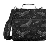 ALAZA 3 Ring Binder Bag, 1.5 Inch D-Rings Easily Organizes 1 Inch Fits Letter Sized Paper, Moon Bat Large 3 Hole Zipper Binder Organizer for School Office Supplies