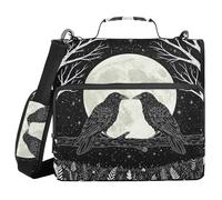 ALAZA 3 Ring Binder Bag, 1.5 Inch D-Rings Easily Organizes 1 Inch Fits Letter Sized Paper, Moon Raven Forest Large 3 Hole Zipper Binder Organizer for School Office Supplies