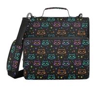ALAZA 3 Ring Binder Bag, 1.5 Inch D-Rings Easily Organizes 1 Inch Fits Letter Sized Paper, Neon Cat Heads Large 3 Hole Zipper Binder Organizer for School Office Supplies