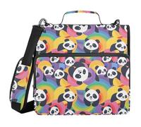 ALAZA 3 Ring Binder Bag, 1.5 Inch D-Rings Easily Organizes 1 Inch Fits Letter Sized Paper, Pandas Rainbow Large 3 Hole Zipper Binder Organizer for School Office Supplies