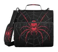 ALAZA 3 Ring Binder Bag, 1.5 Inch D-Rings Easily Organizes 1 Inch Fits Letter Sized Paper, Red Spider on A Web Large 3 Hole Zipper Binder Organizer for School Office Supplies