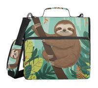 ALAZA 3 Ring Binder Bag, 1.5 Inch D-Rings Easily Organizes 1 Inch Fits Letter Sized Paper, Sloth Tree Large 3 Hole Zipper Binder Organizer for School Office Supplies