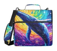 ALAZA 3 Ring Binder Bag, 1.5 Inch D-Rings Easily Organizes 1 Inch Fits Letter Sized Paper, Whale Rainbow Vortex Large 3 Hole Zipper Binder Organizer for School Office Supplies