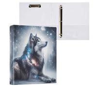 ALAZA 3 Ring Binder Fantasy Wolf on The Night Clipboard Round Ring Binder Holds 1.5 Inch Three Rings Binder Heavy Duty Binders for School Office Supplies, 1Pack