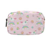 ALAZA Aesthetic Leather Pencil Case 2 Compartments Unicorn Rainbow Donut | Large Capacity Waterproof Pen Stationery Pouch Organiser for School Office, Makeup Cosmetic Bag for Women Girls