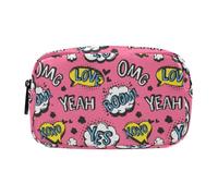 ALAZA Aesthetic Leather Pencil Case with 2 Compartments Speech Bubbles Text