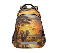 ALAZA Africa Scene Sunset Elephant School Backpack for Girls & Boys, Kids Laptop Bookbag with Reflective Strip 17in