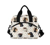 ALAZA Animal Dog Coffee Beans Insulated Lunch Bag Large Capacity Lunch Box Tote Bag Portable Cool Bag for Kids Girls Boys Adults School Picnic Travel