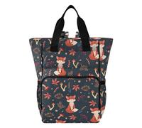 ALAZA Baby Changing Bag Backpack, Nappy Changing Bags Fox and Maple Leaf Multi-Functional Diaper Bag Tote Large Capacity Mum Dad Backpack